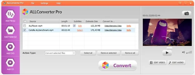Convert your Videos using AllConverter Pro