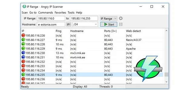 Scan IPs using Angry IP Scanner