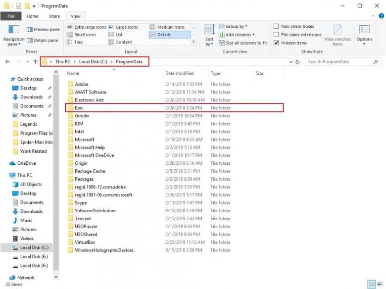 Epic games launcher file directory