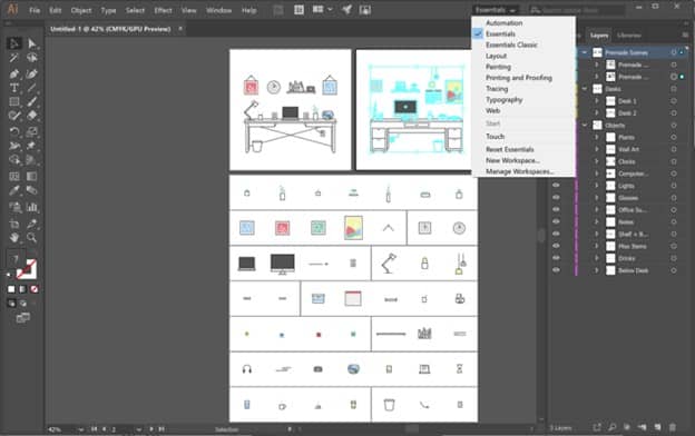 Adobe Illustrator workspace