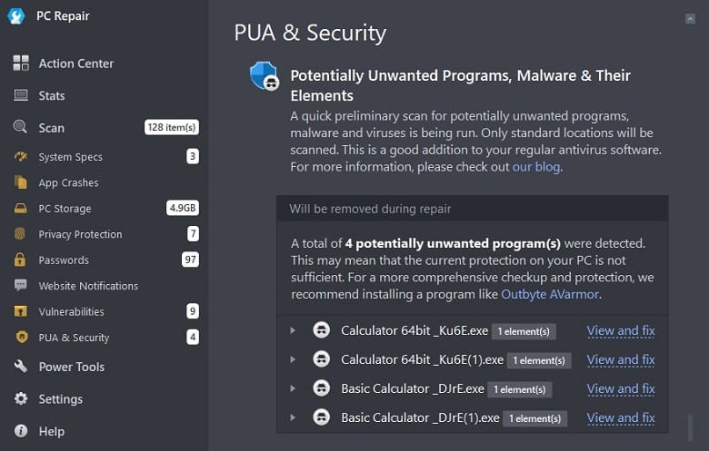 PUA & Security feature.