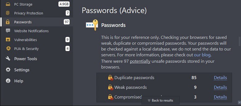 Passwords feature.